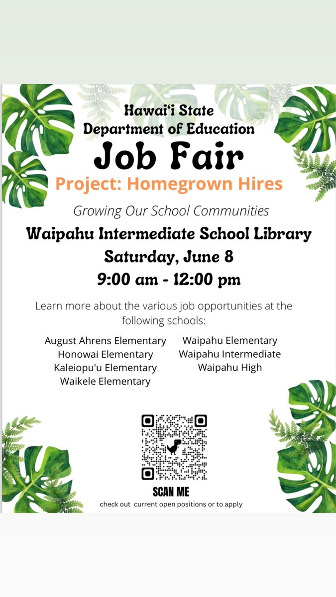 Last Homegrown Hires Event for the Summer! Spread the word! Come speak to school administrators and learn more about opportunities full-time and part-time at their school!