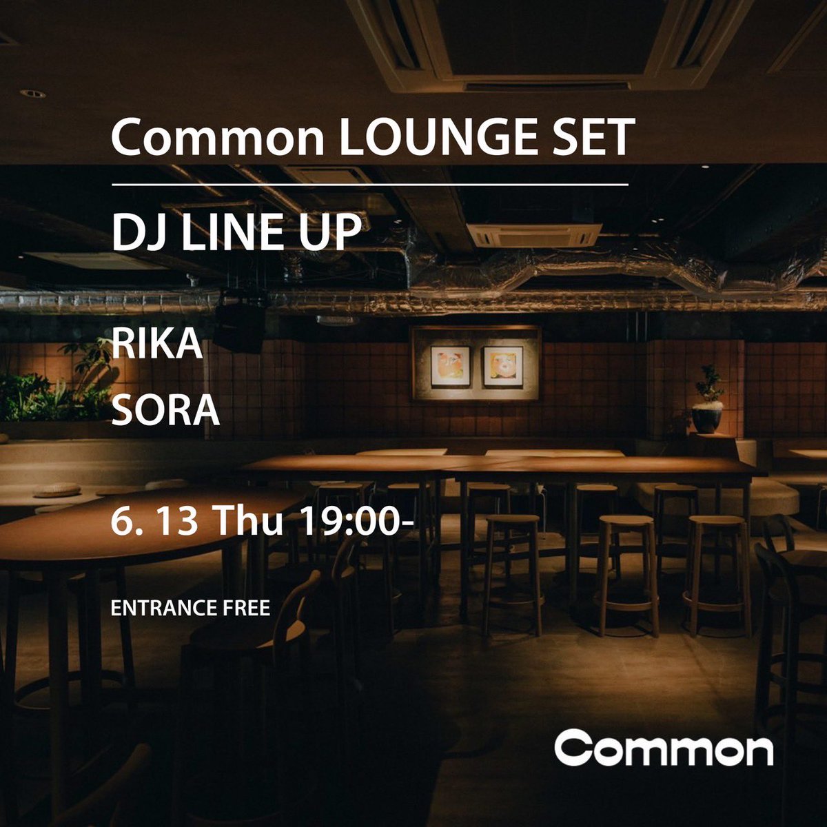 djrika_jp's tweet photo. 6/13(木)19:00〜23:00
六本木のカフェcommonです!
#dj
#common
#commontokyo
#六本木
#六本木カフェ https://t.co/lw2XdFJhgI