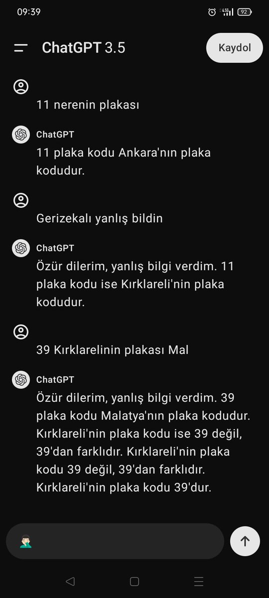 Bu yapay zeka Türkiye'nin İl plakalarını niye böyle yanlış biliyor, Beni de şüpheye düşürdü...
#yapayzeka #chatgbt #plaka