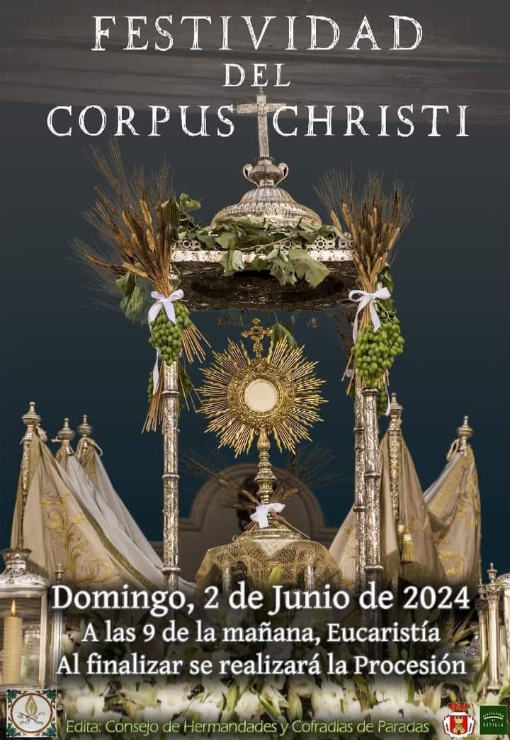 NazarenoParadas's tweet photo. 🟣 CORPUS CHRISTI ⚫

Hoy celebramos (D.m.) la Eucaristía de la festividad del Corpus Christi en nuestra Parroquia

Al finalizar, tendrá lugar Solemne Procesión de su Divina Majestad por las calles de nuestro pueblo.

“Alabado sea el Santísimo,
Sea por siempre bendito y alabado”. https://t.co/D827hwR7ZX