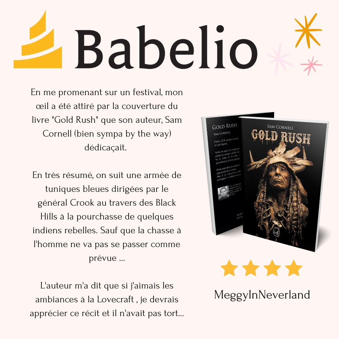 LivrS_Editions's tweet photo. Merci MeggyInNerverland pour ce joli retour sur Gold Rush, de Sam Cornell !
@Babelio #lovecraft #horreur #formatcourt #western #histoire https://t.co/5dKaXCa4R5