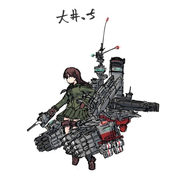 大井っち「 ほんにゃ!!艦娘母艦合同の表紙用にちょっとアレンジした大井っちですね。戦闘ヘリ」|八鳥のイラスト