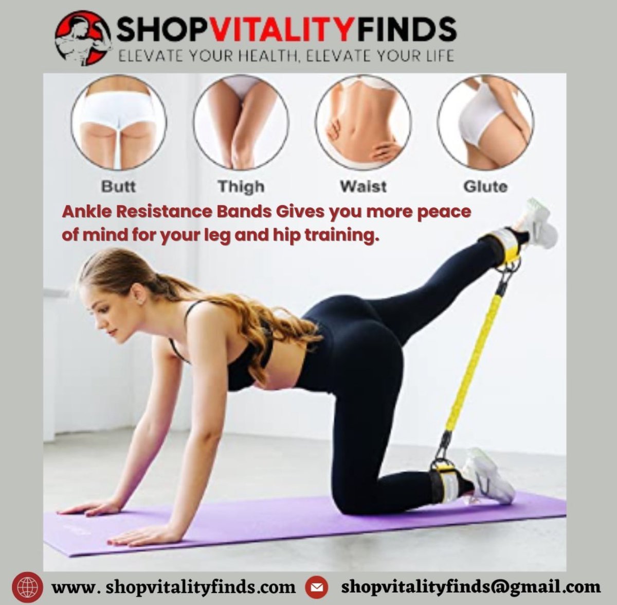 Get 6 resistance levels with 3 bands from 10 to 30 lbs. Just 10 mins a day for toned legs. Perfect for any fitness level. Comfortable, safe, and durable design. Achieve your dream body with ankle resistance bands! l #Fitness #FitnessGoals shopvitalityfinds.com