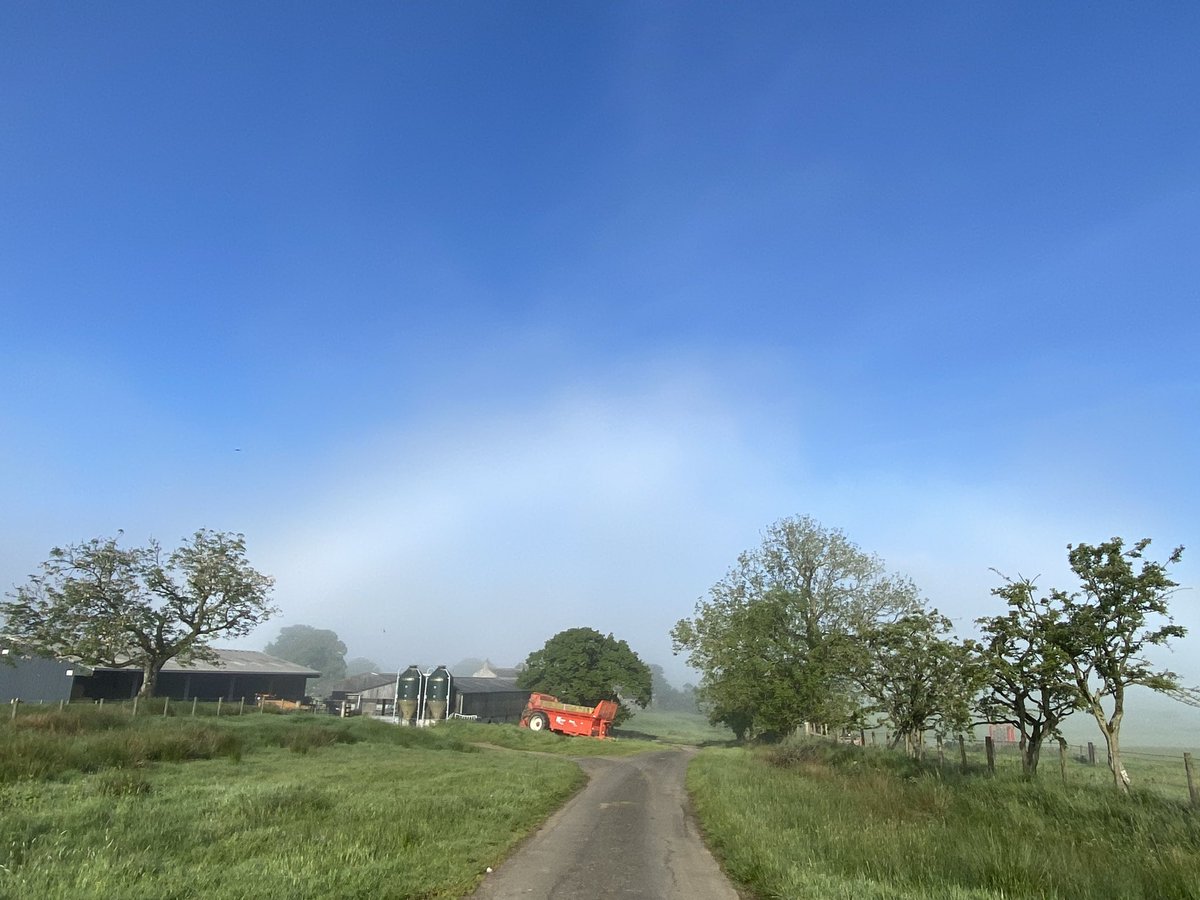 CeliaRidley1's tweet photo. North Tyne valley with the thirteenth fogbow I’ve seen in the last six years right over our home.

Happy Sunday morning everyone. https://t.co/JyHddPlgab