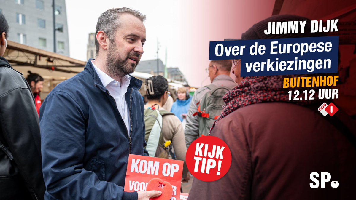📺Kijktip!

Straks is SP-fractievoorzitter <a href="/jimmydijk/">Jimmy Dijk</a> te gast bij <a href="/Buitenhoftv/">Buitenhof</a> over de Europese verkiezingen.

Kijk vanaf 12.12 uur mee via <a href="/NPO1/">NPO 1</a>.
