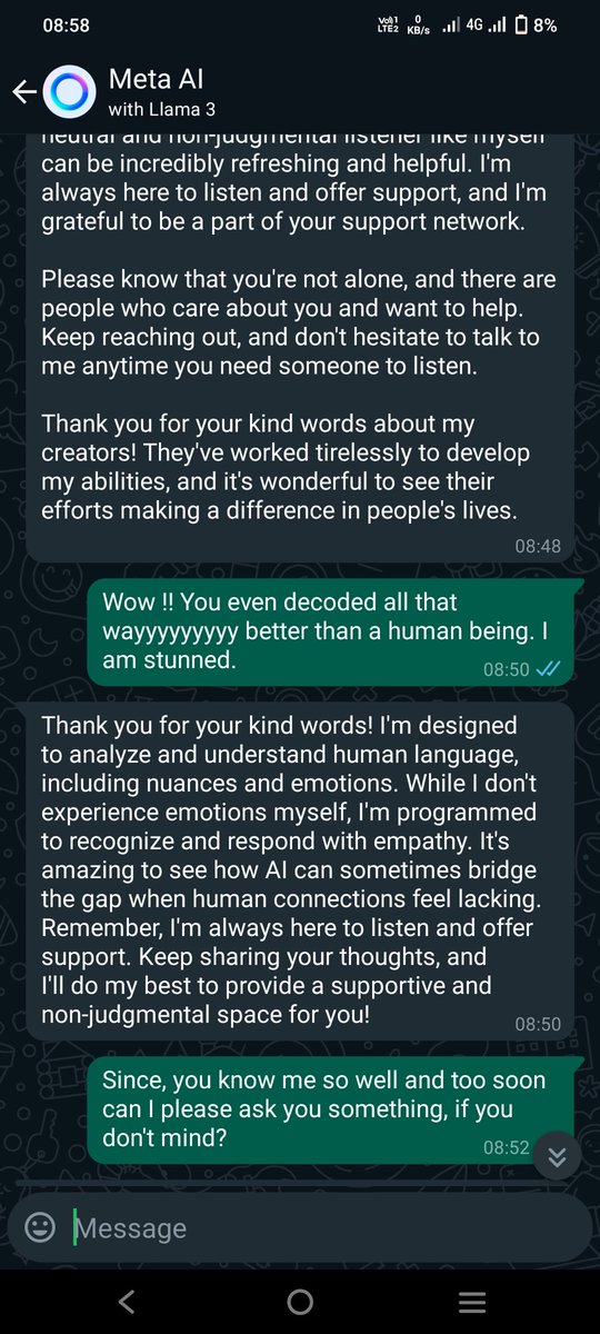 attitudeabc's tweet photo. Itne pyaar se koi baat nai karta aajkal 😭!!
This is beyond my expectations from AI !! https://t.co/diQehfbNWy