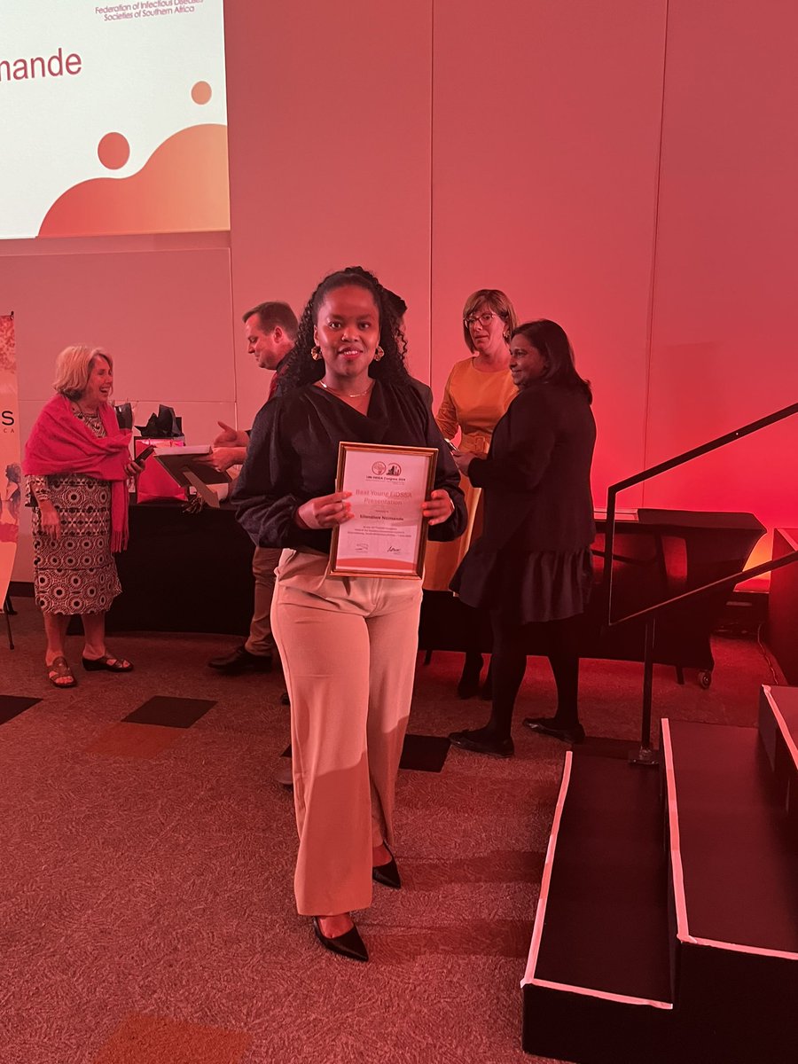 fidssa1's tweet photo. Exciting times ahead for ID and microbiology in South Africa! 🌟🔬 Congratulations to the #FIDSSA2024 award winners 🔥💥
- Young FIDSSA Prize: Silondiwe Nzimande
- Best Oral Presentation: Fatima Suleman
- Best ePoster: Michael Cloete
- Best Flash Presentation: Lara van der Merwe https://t.co/MCL7zwr1Tn