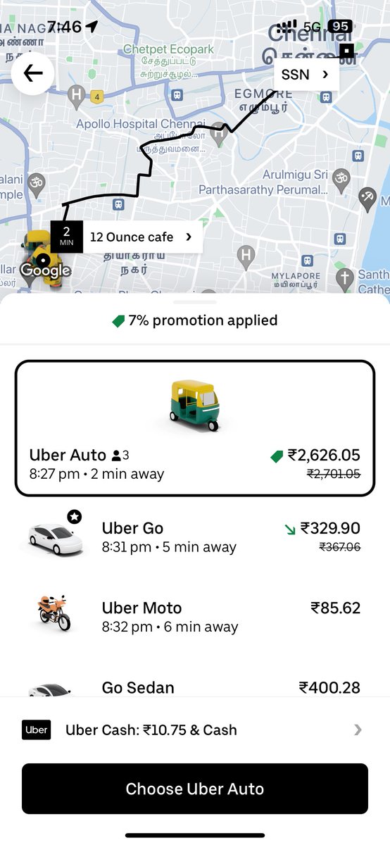 thisishany's tweet photo. I was offered the most expensive Auto-ride ever😇 and I kindly chose nt to take

#IndianRailways, please don’t take a cue from this for ur premium Tatkal plans🫣

Out of curiosity🤔, @Uber_India what were you offering in that 2626 INR for less than a 10km ride ?

#12OunceCafe https://t.co/ZwxlxSSdDd