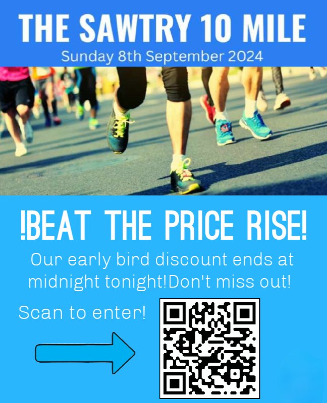 Last day for our early bird discount!! 
#running #raceday #runningcommunity #instarun #run #Sawtry10 #SawtryTen2024