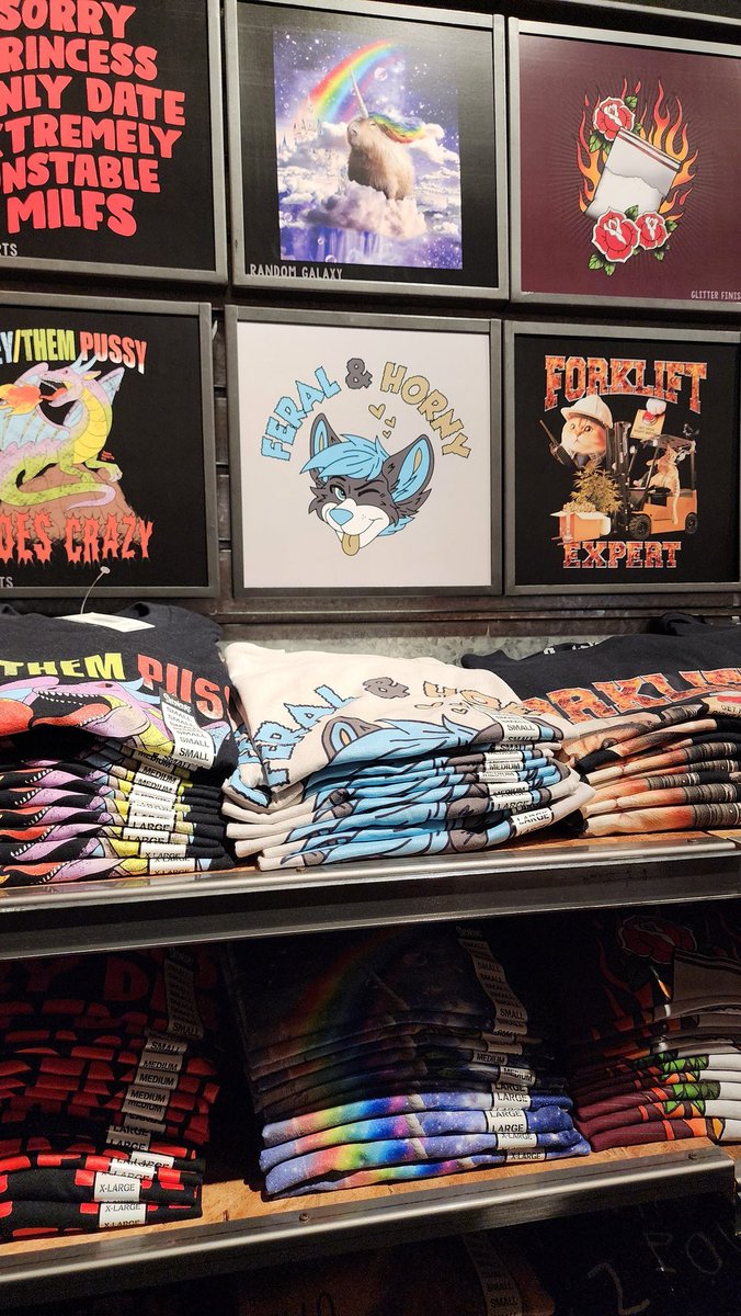 Yall, blow this up. Spencer's is selling furry shirts.
#FURRY