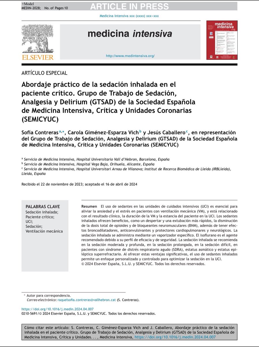 Y ya lo tenemos aquí!! 
sciencedirect.com/science/articl… <a href="/JesussCaballero/">Jesús Caballero</a> <a href="/CarolaVich/">Carola Gimenez-Esparza Vich</a> #sedacioninhalda #UCI