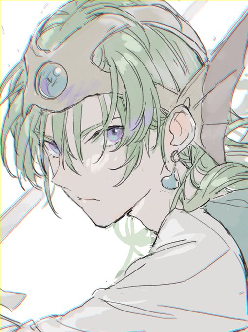 「green hair upper body」 illustration images(Latest)