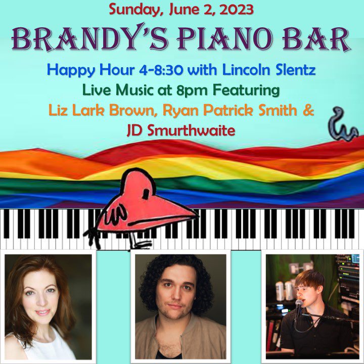 Get you’re music before  the new week starts! Join Liz Lark Brown, Ryan Patrick Smith and JD Smurthwaite for live music and drinks at 8:00.  Happy hour hosted by Lincoln, 4-8:30!  #brandys #brandyspianobar #pianobar #happyhour #gaybar #livemusic #singalong #uppereastside 🏳️‍🌈
