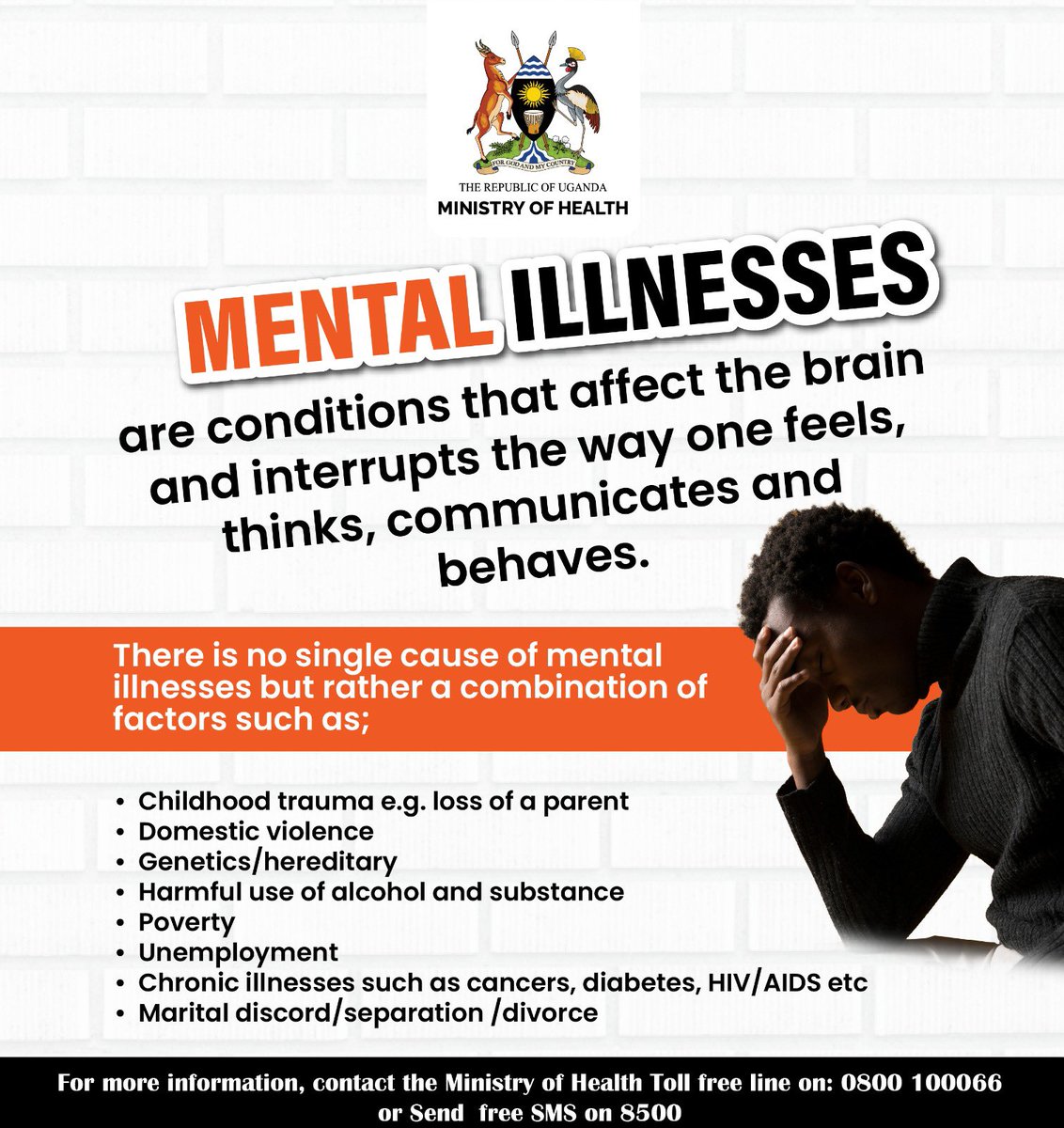 There is no single cause of mental illness but rather a combination of factors. 

It is important to get professional help when you are not okay, or talk to someone you trust.