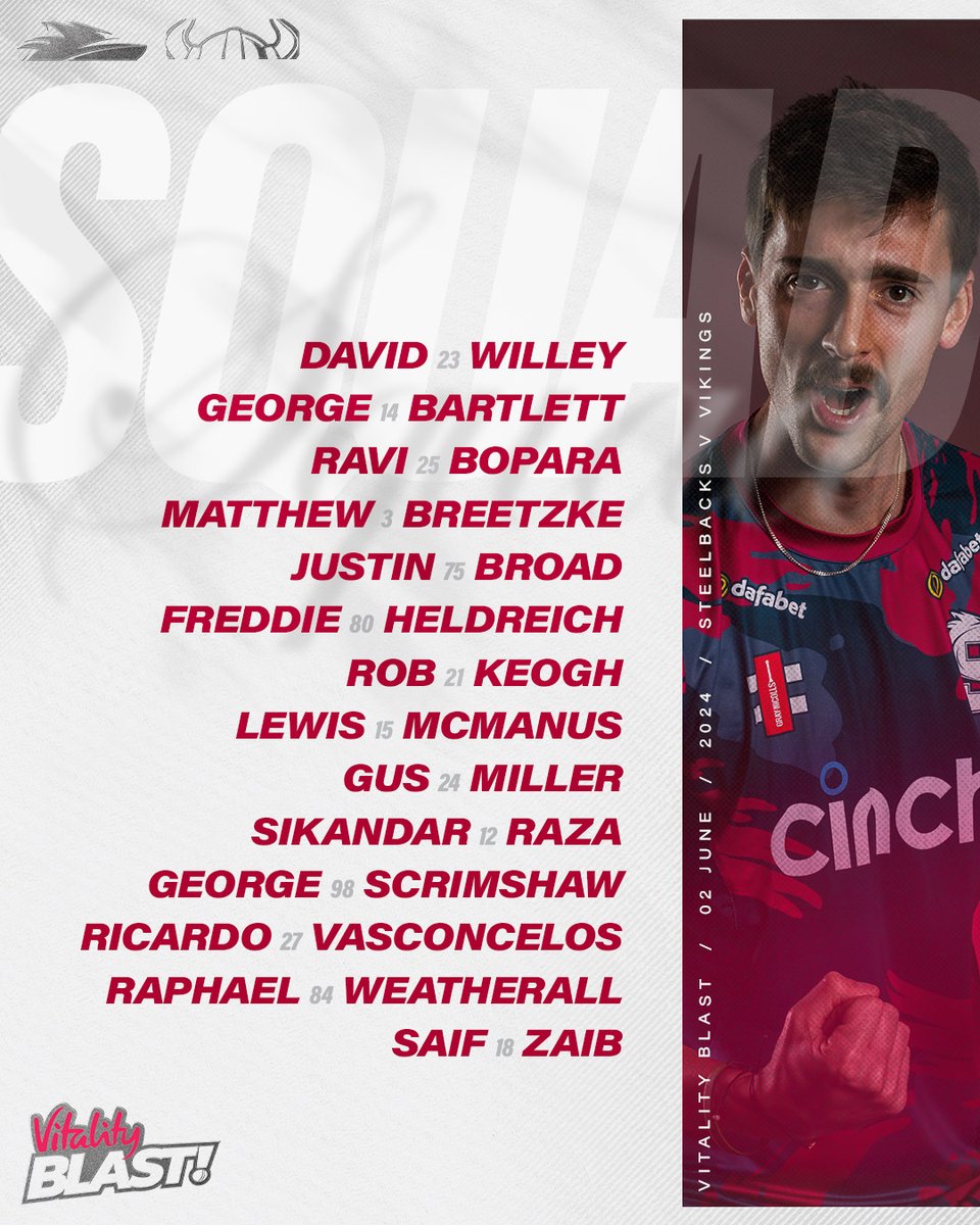 An unchanged squad for a big day ahead. 🫡

Tickets are still available 👉 nccc.co.uk/blast