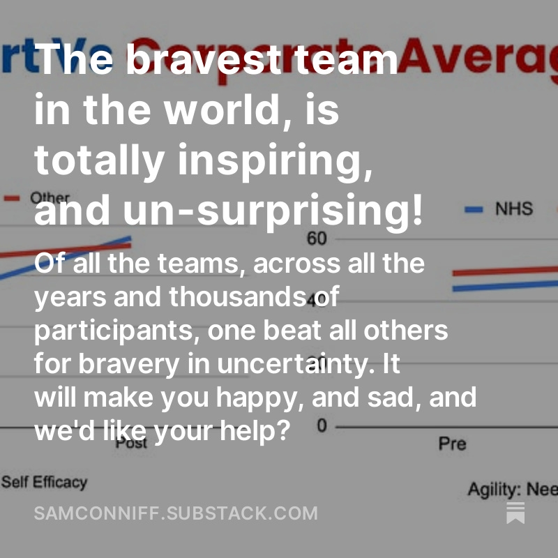 Some pretty hardcore teams have joined the Uncertainty Experts from Netflix to Nike and from the All Blacks to The Atomic Weapons Establishment.

The bravest team in the world is totally inspiring and also un-surprising! 

open.substack.com/pub/samconniff…