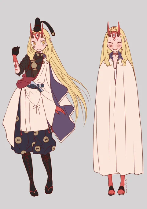 茨木ちゃんに綱さんのマントを羽織らせるのが好きで定期的に描いてる
