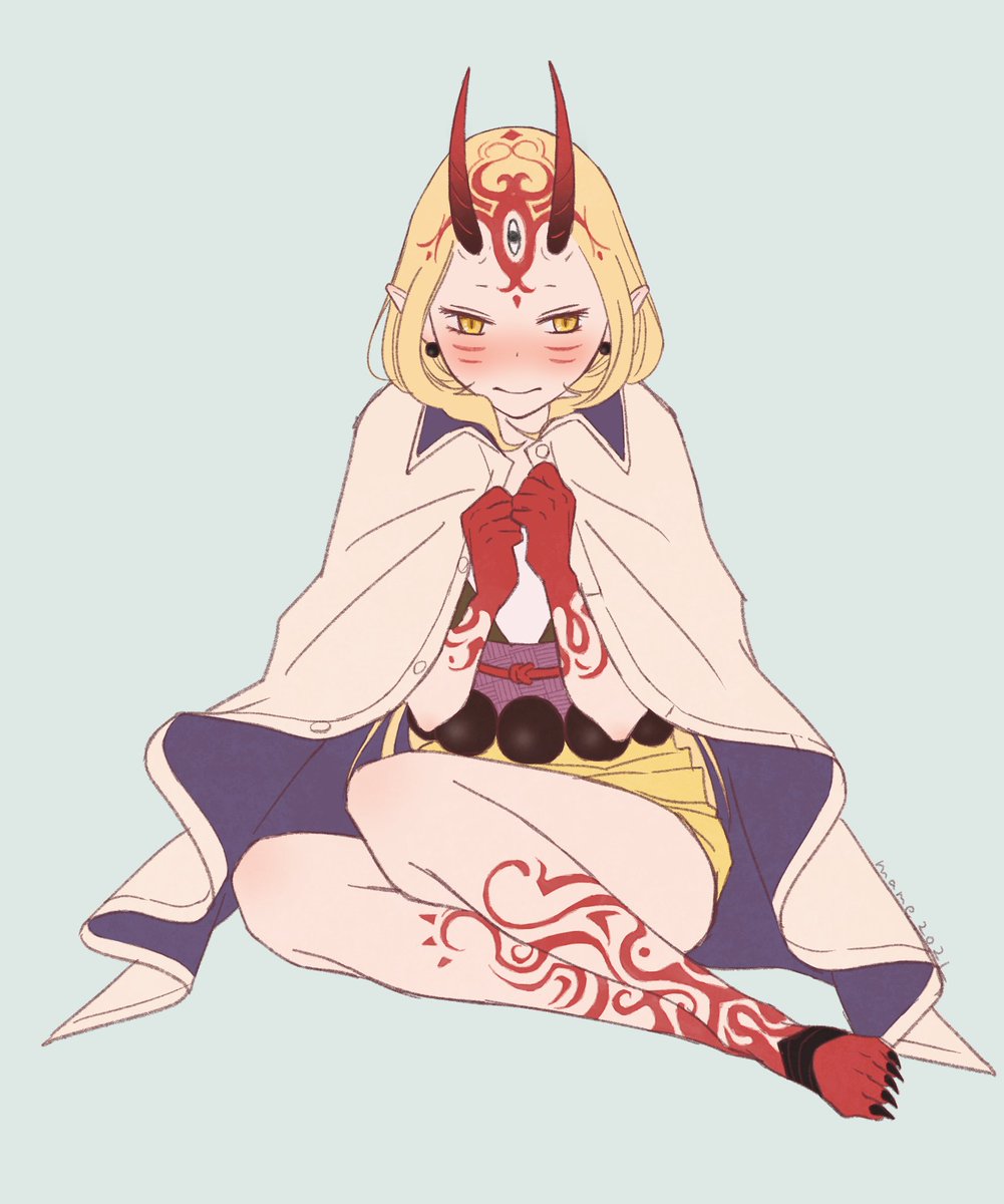 茨木童子(Fate) 「茨木ちゃんに綱さんのマントを羽織らせるのが好きで定期的に描いてる」|mameのイラスト