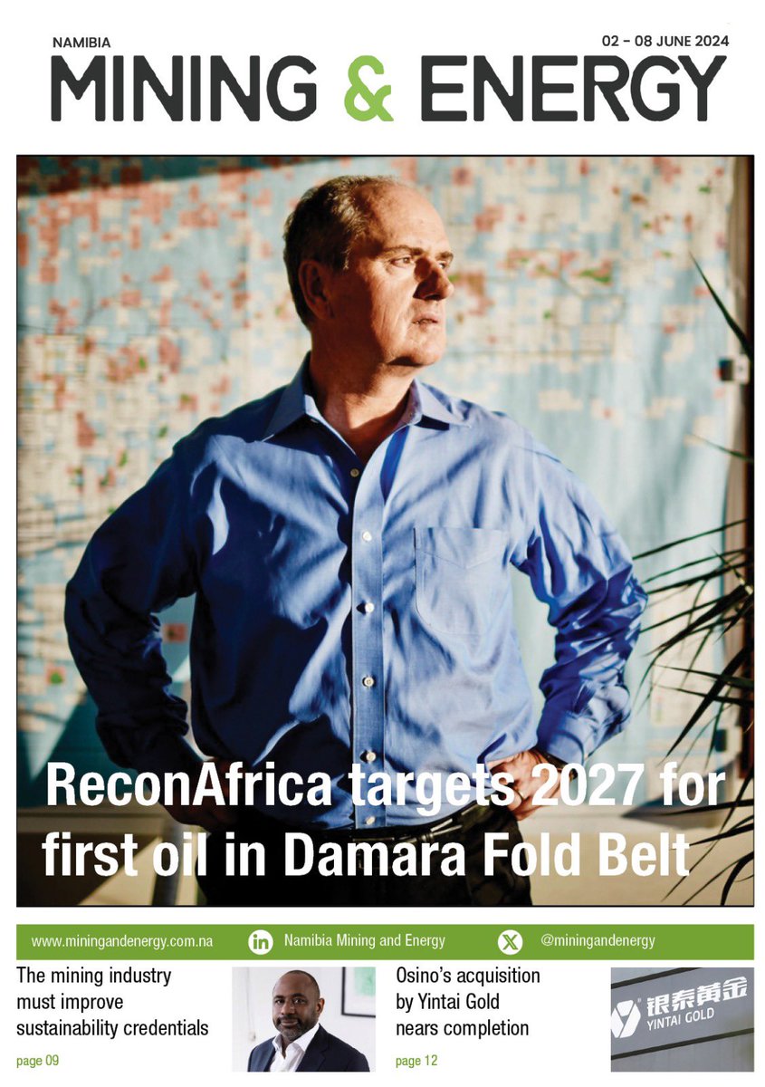 miningandenergy's tweet photo. Our Weekly edition for 2 - 8 June, 2024 is out. Click epaper
https://t.co/tVvUHjyOkG
to download your FREE copy.
#namibia #mining #greenhydrogen #oilandgas #energy #namibiamining https://t.co/ZBQCUv5K1q