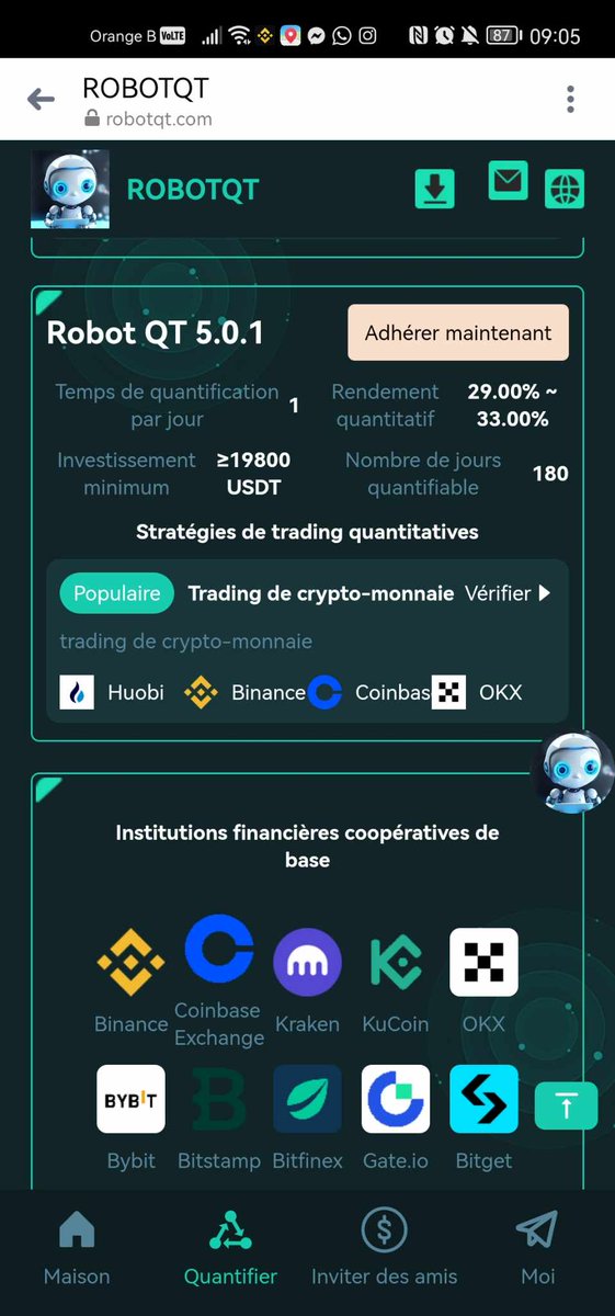 BaadNFT's tweet photo. RobotQT 3.0.1:  invest 10-99 USDT,          Quantitative benefits 12%-13%,   Daily income 1.2-13     USDT.  RobotQT 3.0.2:  invest 100-299 USDT,        Quantitative benefits 14%-15%,   Daily income 14-45      USDT.
https://t.co/rxxZiFsXPY https://t.co/SlDGFwVFPF
