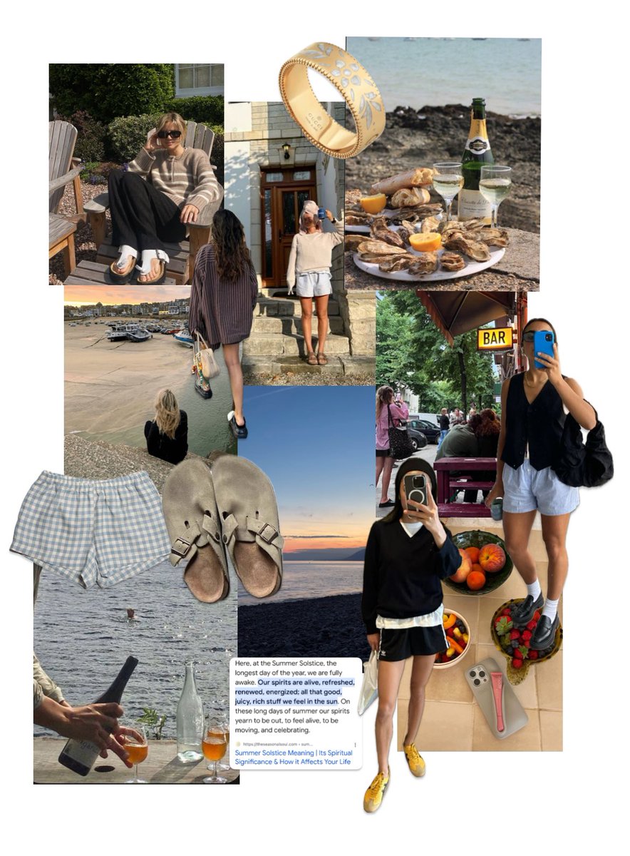 TheEditteur's tweet photo. June: striped boxer shorts with knitwear, air dried hair, small gold hoop earrings glinting at sunset, seafood and champagne on the beach, summer solstice manifesting, buffed nails and glowing skin https://t.co/dYLnWg5ZvK