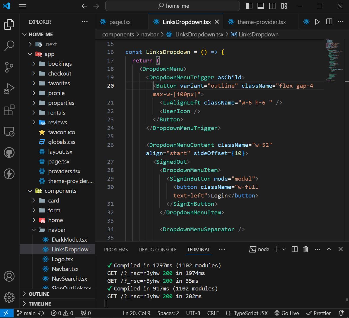 Day 1 #100daysOfCode #100daysofcodechallenge 
Project Based Learning Approach - 2 hours/day

What i covered on the project so far today.

<One /> Added a darkmode toggle feature using Shadcn/UI 'next-themes' library and created the dropdown menu component