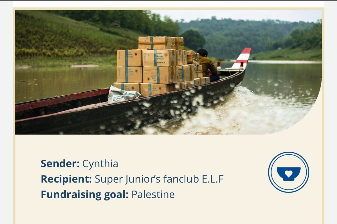 zhaoguixian's tweet photo. in honor of ELF’s 18th Anniversary, I donated 100 meals for emergency food assistance to families in Palestine through United Nations World Food Programme under ELF’s name 🍉💙

INCRED18LE YEARS WITH ELF 

#ELF_18th_ANNIVERSARY
#SUPERJUNIOR @SJofficial https://t.co/9brIgSM4pT
