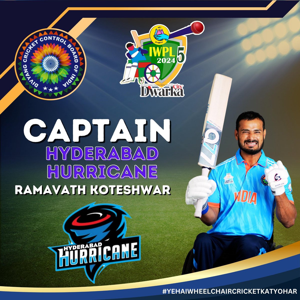 DCCBIofficial's tweet photo. हैदराबाद बोले तो, हैदराबादी बिरयानी और हैदराबादी कोटि
Unveiling the captain of Hyderabad Hurricane Ramavath Koteshwar
#HyderabadHurricane #captain #IWPL #IWPL5
#WheelchairCricketKaTyohar
#CelebratingInclusivity #InclusiveCricket
#DCCBI #wheelchaircricket #SupportWheelchairCricket https://t.co/8X7luKj1gf