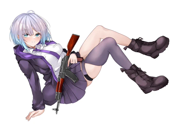 今回両サイドのイラストを担当させて頂きました!すみれちゃんの髪や雰囲気の透明感を出しつつライフルという重いカラーリングでも違和感ないように描き下ろしました!是非現地で見て欲しいですご依頼ありがとうございました!施工おめでとうございます 
