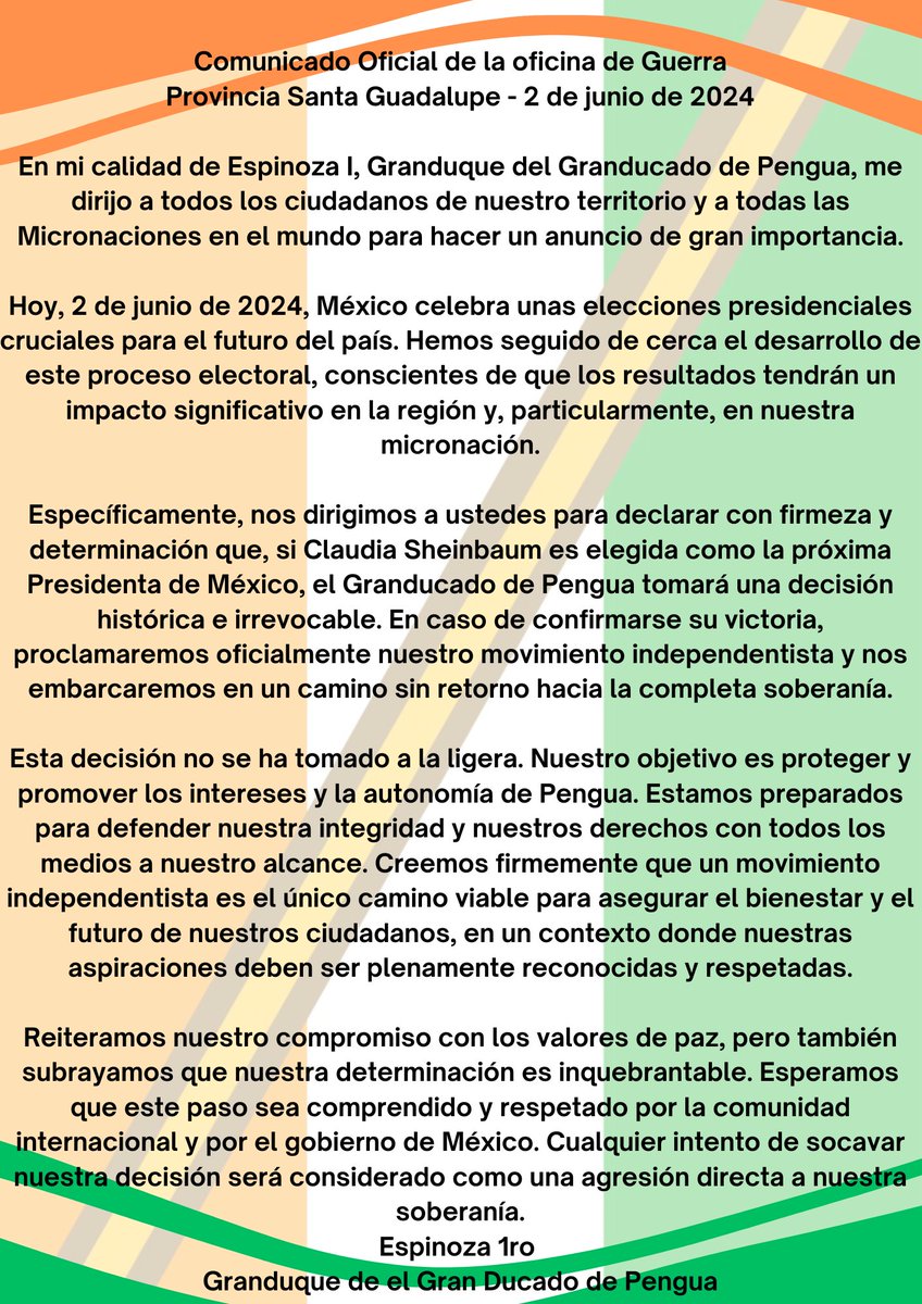 Comunicado super importante 
Very importante Comunicate
Compartanlo masivamente
Share Massively 
#micronations
#important 
#pengua
#comunicado
#share