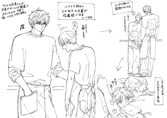 カフェの店員さんがダボッとした服装で良かったです。記録だけのつもりが色々妄想しました。 