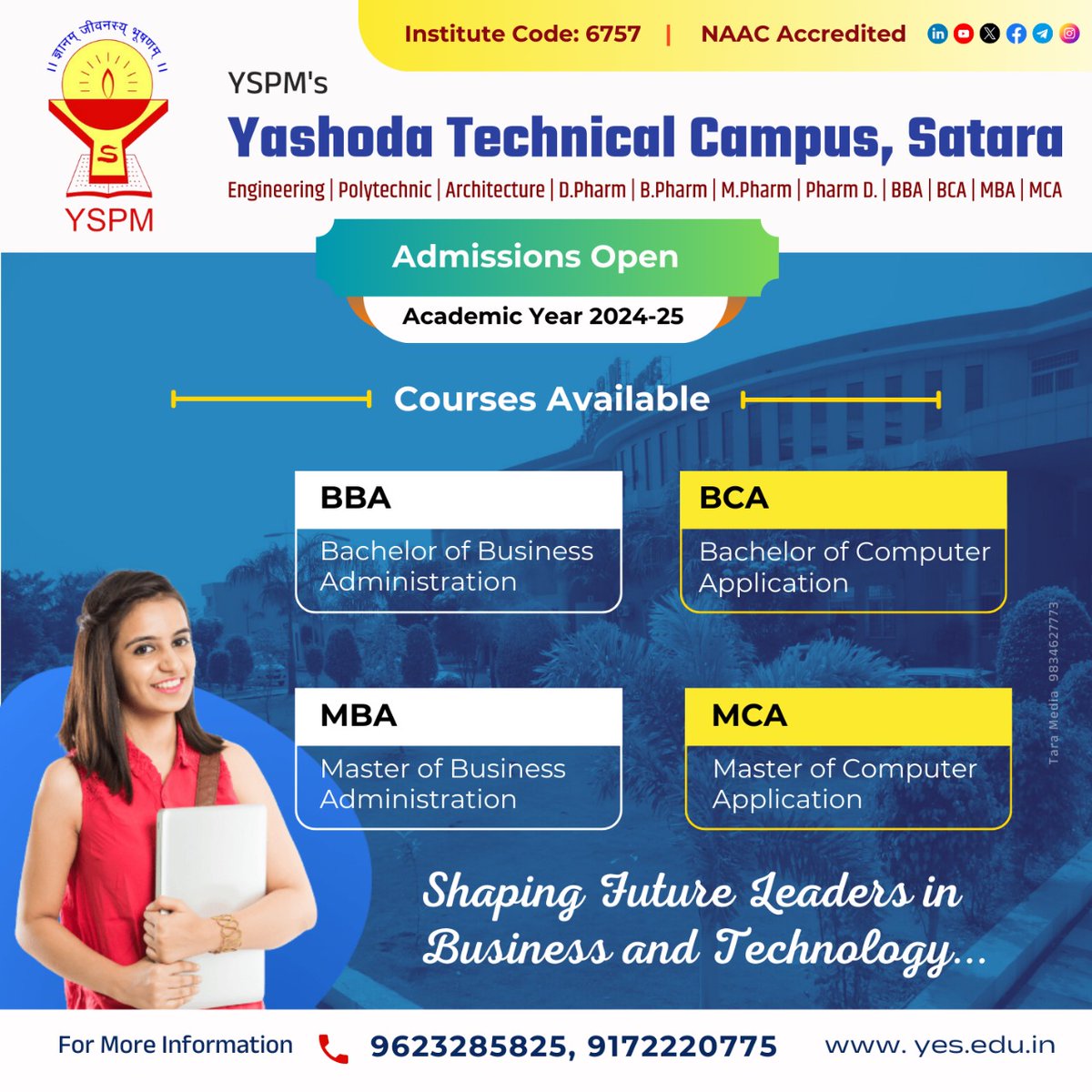 YSPMYTC's tweet photo. Yashoda Technical Campus offers top-tier programs in Business and Computer Studies! Gain industry-relevant skills, excel in your career, and discover endless possibilities with us. Enroll now for a journey to success.
#AdmissionsOpen #YTC #Business #ComputerStudies https://t.co/0POxWlYLwF