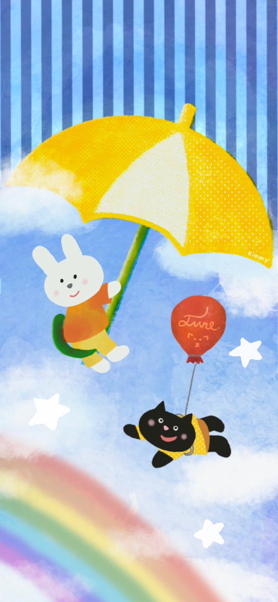 eimmy83's tweet photo. 6月は傘でお空をパトロール⛱️☁️🩵
雨から晴れへhappyパトロール🌈

🐰＜あっ！虹だー🌈
 
ぜひ使ってね！

#art #artwork #illustration  #まいにちeimmy #らくがき #らくがき日記 #イラスト #イラストレーター #壁紙無料配布 #Illustrator #eimmy #壁紙 #rainbow #🌈 #虹 #梅雨 https://t.co/5elDBJDL0n