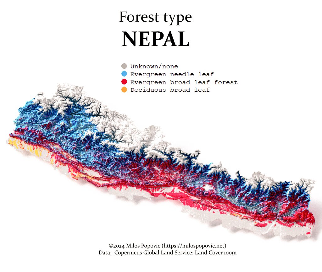 milos_gis's tweet image. Take a look at Nepal's🇳🇵 forest types from a new perspective with my 3D map.

For those interested in GIS and environmental science, I've put together a tutorial on how to create these maps. Access it here: youtu.be/MFbJrjpf_2M

#3DMapping #GIS #Nepal #Forest #Environment