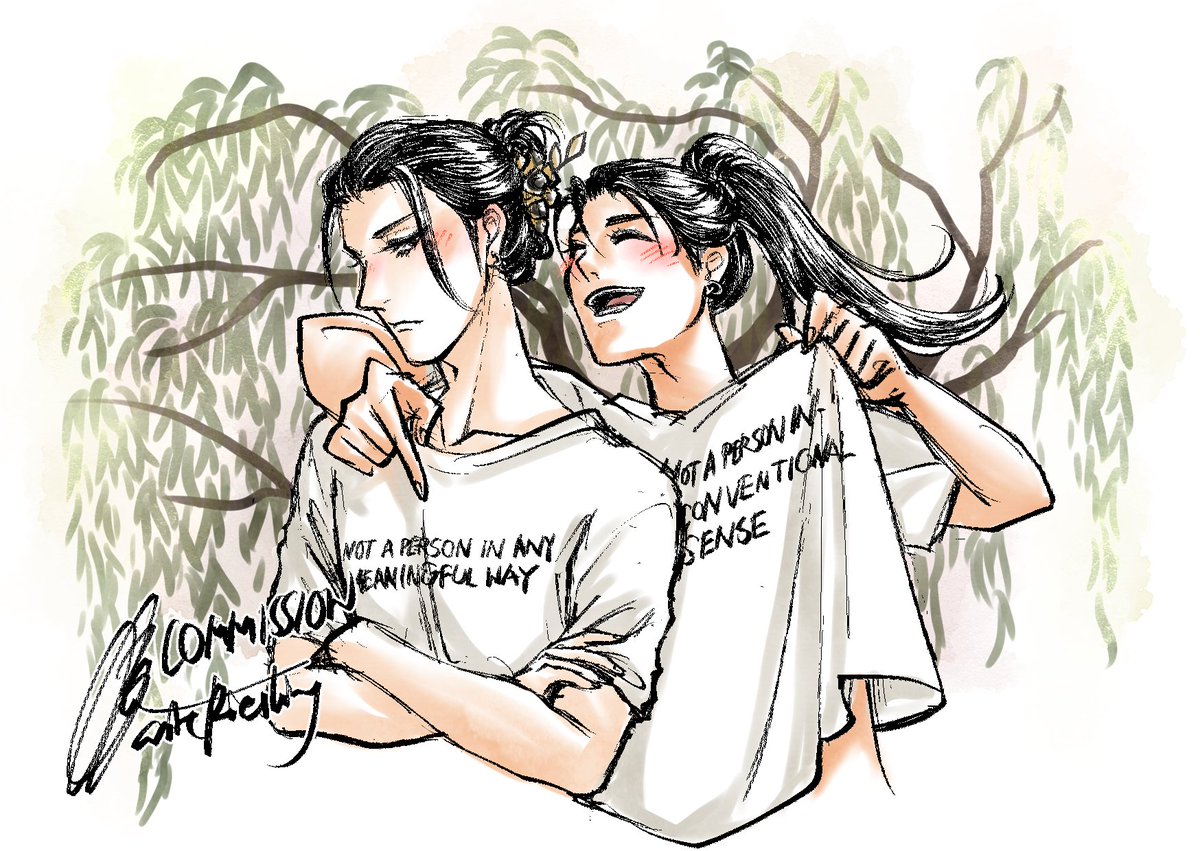 asteRiesling's tweet photo. There are many forms of love, even among the non-persons lik San Ge &amp; Pingping!

Commissioned by @OmTivi (which I might draw anyway with or without compensation)

#yingping #Priest太岁 https://t.co/pZ0qAIY36C