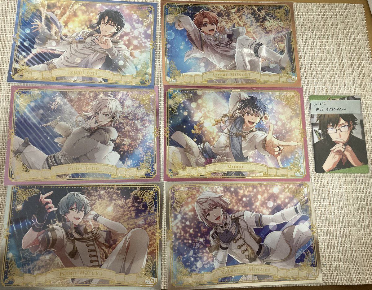 zin61804120's tweet photo. 【交換】アイナナ ムビナナ BEYOND THE PRiOD UR ポスカ

【譲】一織、三月、天、百、悠、巳波

【求】壮五、ナギ、龍之介、千、トウマ、虎於

※コンプ目的です。
全て揃えたいため、返信お時間頂きます。

郵送、6/9日幕張での手渡し希望です。

検索からもお気軽にご連絡ください🙇‍♀️ https://t.co/buAUj0Aeol
