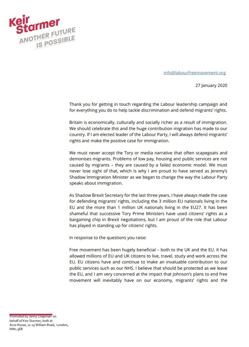 NJ_Timothy's tweet photo. Read this signed letter, in which Sir Keir Starmer promises to:
- close immigration detention centres
- liberalise family reunion
- let asylum seekers work
- give foreigners the vote
(1/2) https://t.co/hgNbfINKIO