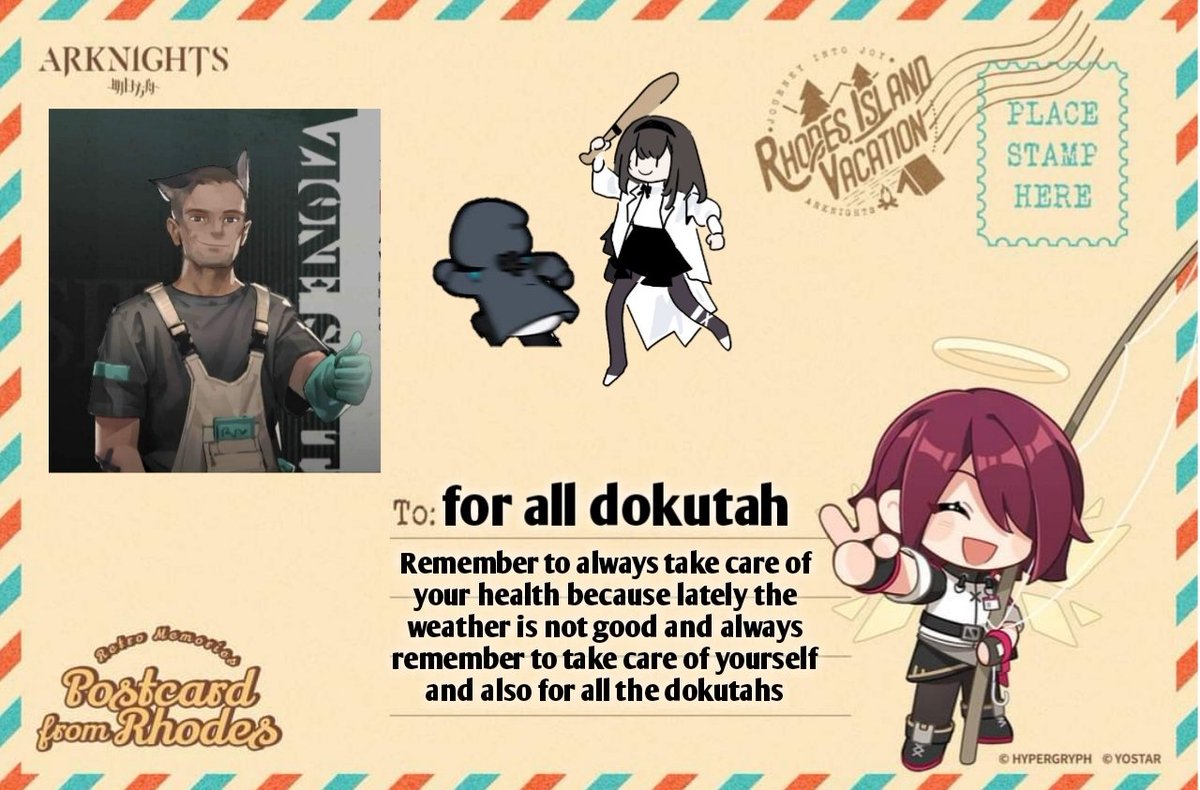 RavnovM's tweet photo. For all doctors 

#Arknights
#Yostar
#PostcardfromRhodes
#RhodesIslandVacation https://t.co/hzv88grP6S