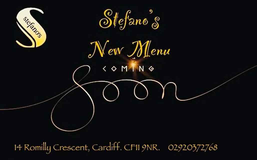 📣 Watch this space for our exciting new menu coming soon 📣

Don’t forget we are open Monday- Saturday from 5pm 🕔

How to book:

📲 Call us: 02920 372768.
💻 Book via our Website: Stefanos.co.uk
📍 Pop in: 14 Romilly Crescent, Pontcanna, Cardiff, CF11 9NR.