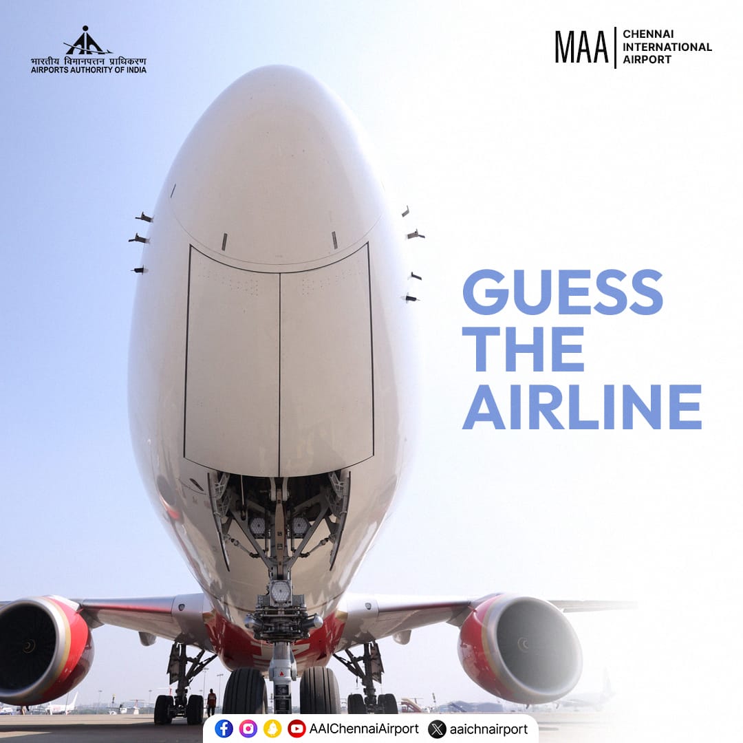 aaichnairport's tweet image. Can you guess the airline? Embark on a trivia adventure and put your aviation knowledge to the test with our Guess The Airline challenge! Drop your answers in the comments below.

#GuesstheAirline #ChennaiAirport #AviationGeeks #avgeek

@MoCA_GoI | @AAI_Official