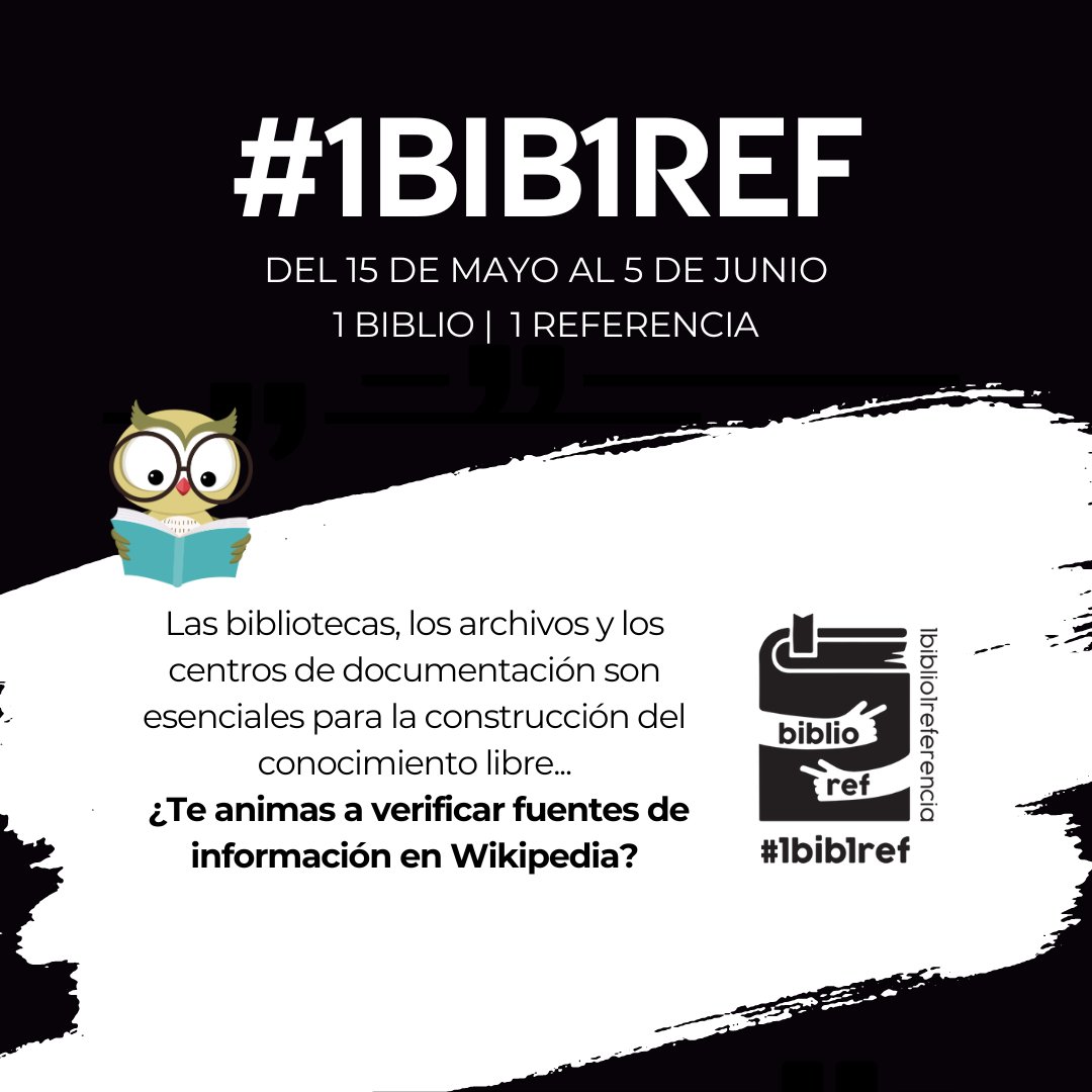 wikimedia_es's tweet photo. #CampañaWMES | Súmate a #1bib1ref donde podrás contribuir a verificar fuentes en Wikipedia 🌐. 
.
➡️ Tienes hasta el 5 de junio! 📚.
👉 https://t.co/yRL0Ir7znC https://t.co/sip8PljMUE