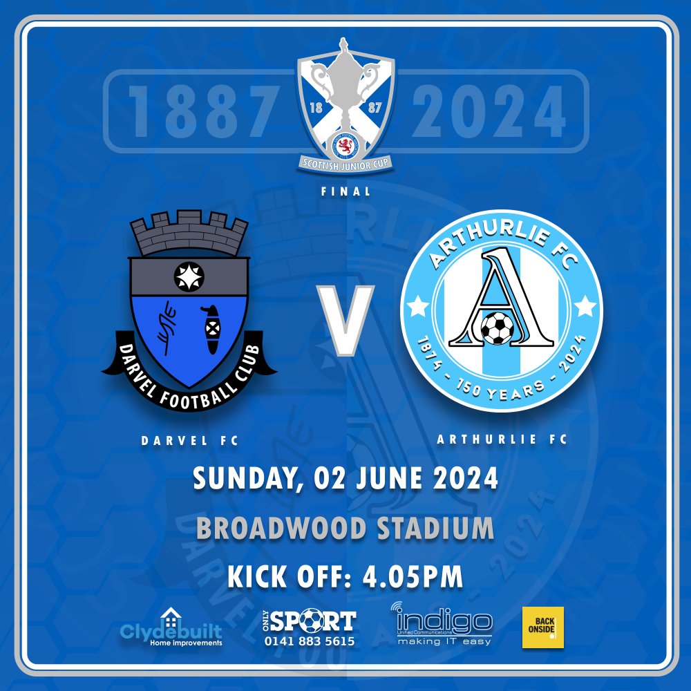 scottishjuniors's tweet photo. IT'S GAME DAY!

🏆@ClydebuiltI Scottish Junior Cup
🆚@darvelfc v @ArthurlieFC
🏟️Broadwood Stadium
💵£10, £5 Conc via South Stand CASH ONLY
⚽️4.05PM

LIVE on @bbcalba 

@IndigoUnifiedUK @OnlySportLTD1 @BackOnside https://t.co/TC9R8Ovs75