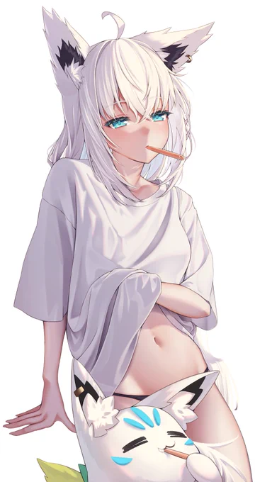 「ぼー...」背景なし#絵フブキ 