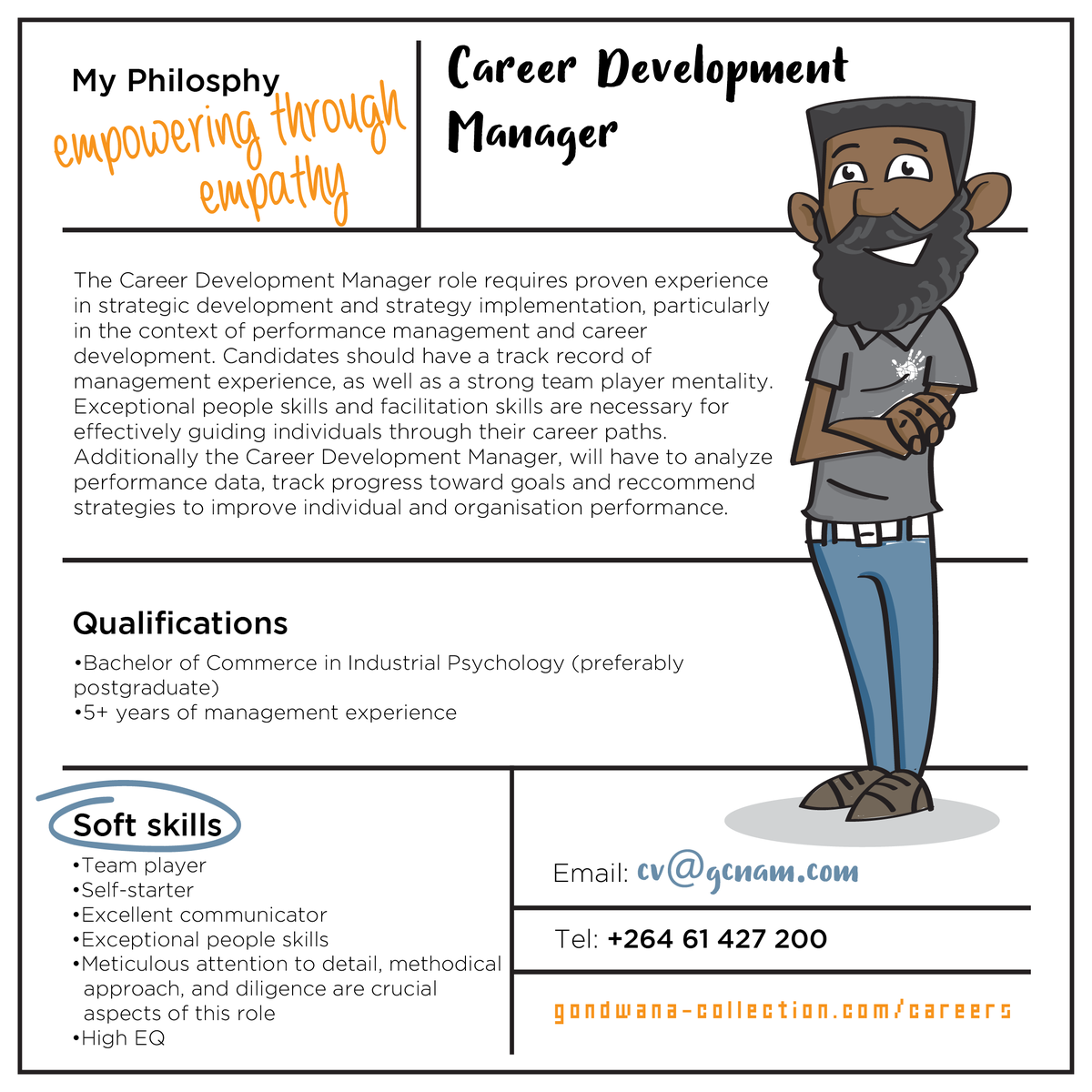 GondwanaLodges's tweet photo. A career opening as a ✨ Career Development Manager. 
Along with a growing Gondwana, our People’s Team is expanding, bringing forth exciting career opportunities at https://t.co/vHlH4ZZAcH  
 
#GondwanaCollectionNamibia #JobsNamibia #JobSearchNamibia https://t.co/DVyx0Njkoj