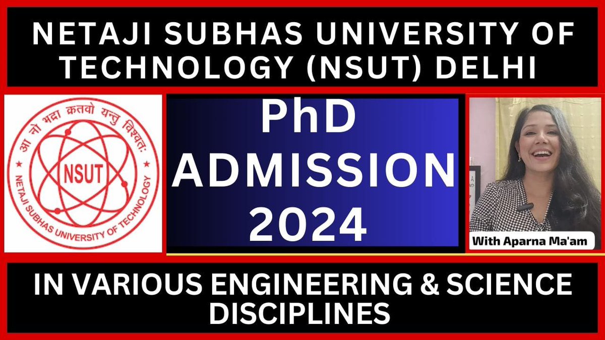AparnaD59193158's tweet photo. #NSUTphdadmission2024-
#phdadmission2024-
#phdadmissionindelhi-
#phdinindia-
#Sciencephd-
#engineeringphd-
#scholarjobupdates-
#aparnadas-
PhD Admission In Delhi NSUT 2024๐
https://t.co/H4p3dGtoQ2 https://t.co/7CxYFvPL3Z