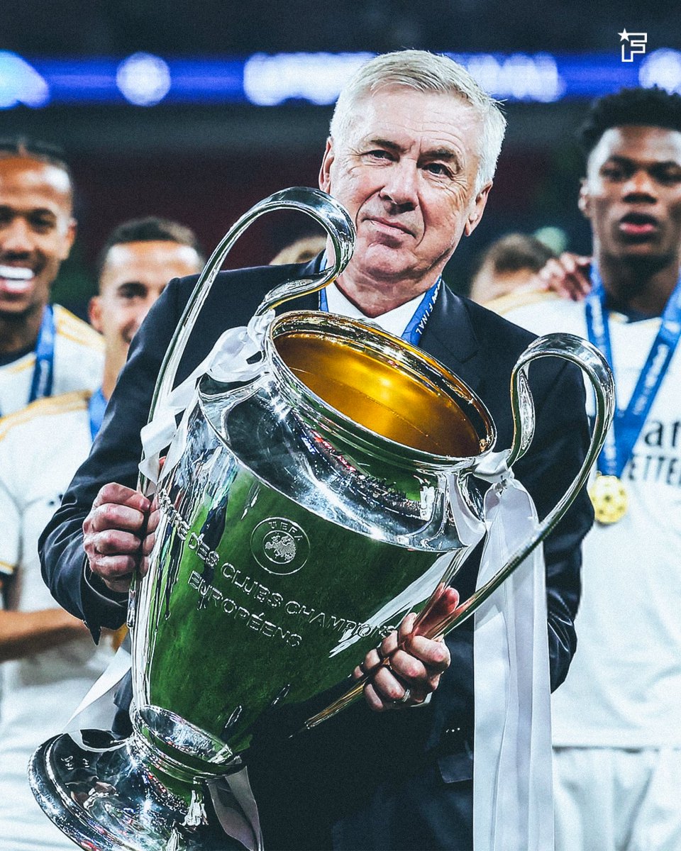 footmercato's tweet photo. Carlo Ancelotti 🇮🇹 a remporté sa cinquième Ligue des champions ! 🏆

Ancelotti est l'entraîneur le plus titré de l'histoire de la Ligue des champions ! 🌟

Le plus grand coach de l'histoire ? 🧐 https://t.co/0Qm9C4aBXq