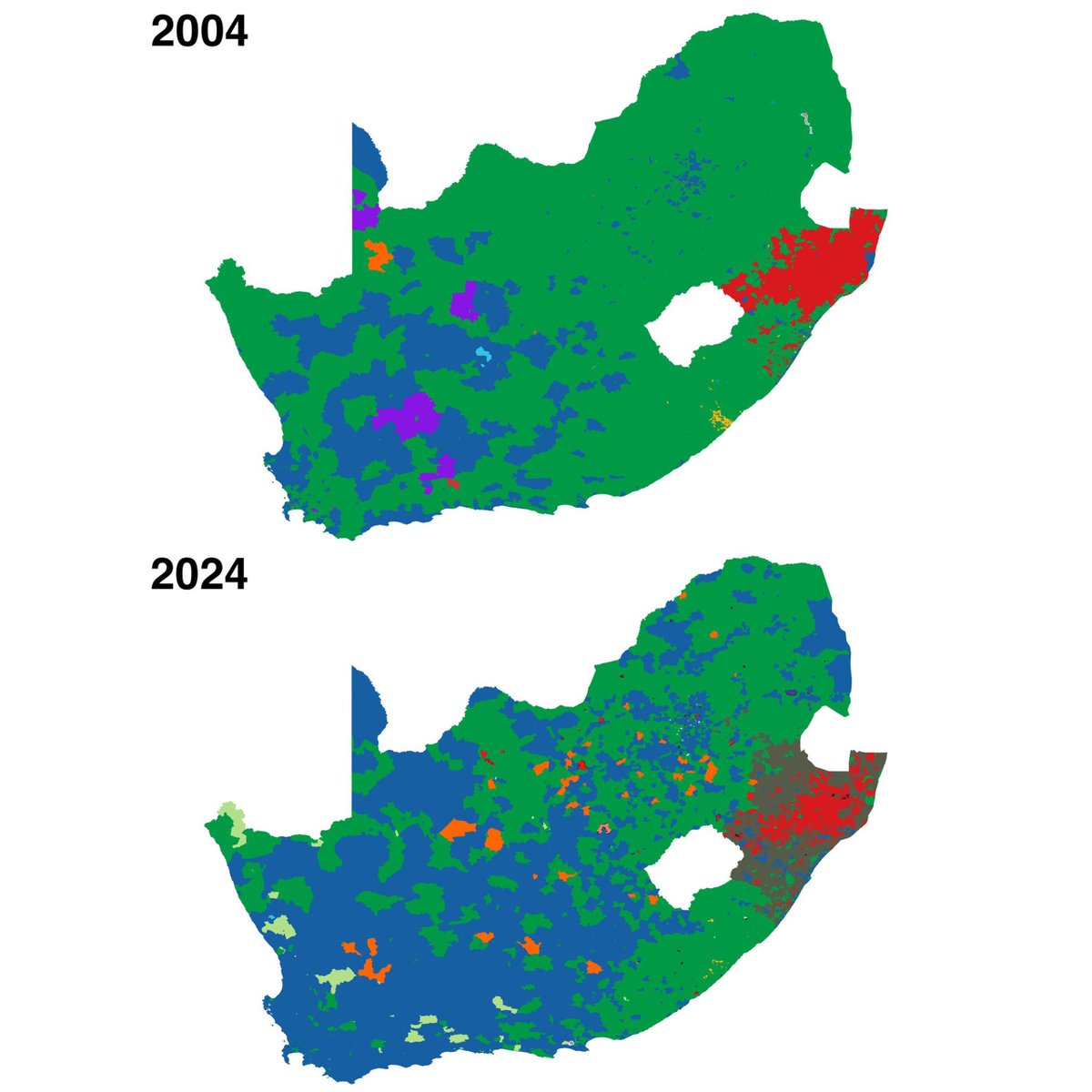 DA support in 2004 vs 2024 🤩🇿🇦 #RescueSA