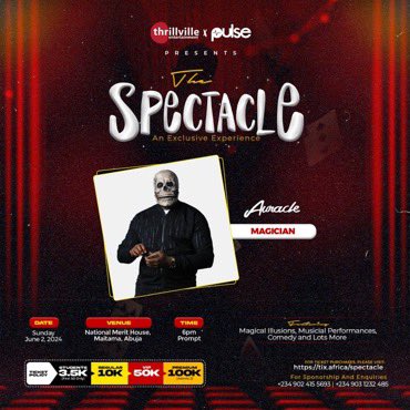 currentiyke's tweet photo. We out tonight for #AbujaMagicShow🙌😍
Astonishing magic that will leave you speechless, coupled with fun and unforgettable memories 😍
Get your ticket to #TheSpectacle TONIGHT.👇🏼
https://t.co/z4Mf4ovKoS
Time: 6pm
@thrillville_ https://t.co/hBDHWXlBU0