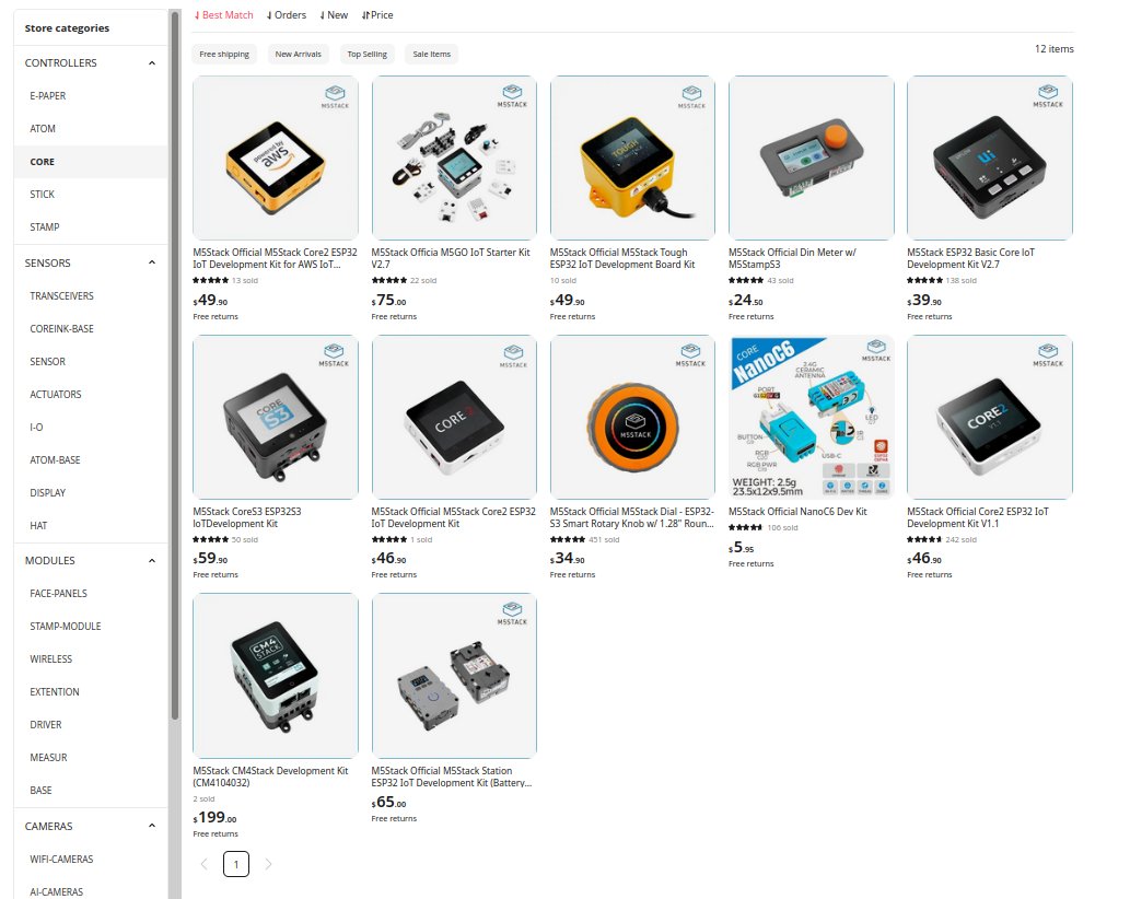 TobozoTagada's tweet photo. giving another try to #M5Stack's aliexpress "official store" page to avoid being racketed by DHL/FedEx but none of the recently released products are available: #CoreMP135 #M5CoreS3SE #CM4Stack 😩 https://t.co/p9UMHkOJlb