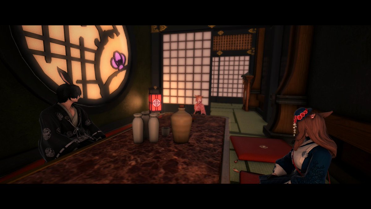 AmberEnflame's tweet photo. had a nice chill Sunday tea time at #Sushimo_FFXIV🍵 thanks @dreamoae for having us! https://t.co/8dgVZasYlv